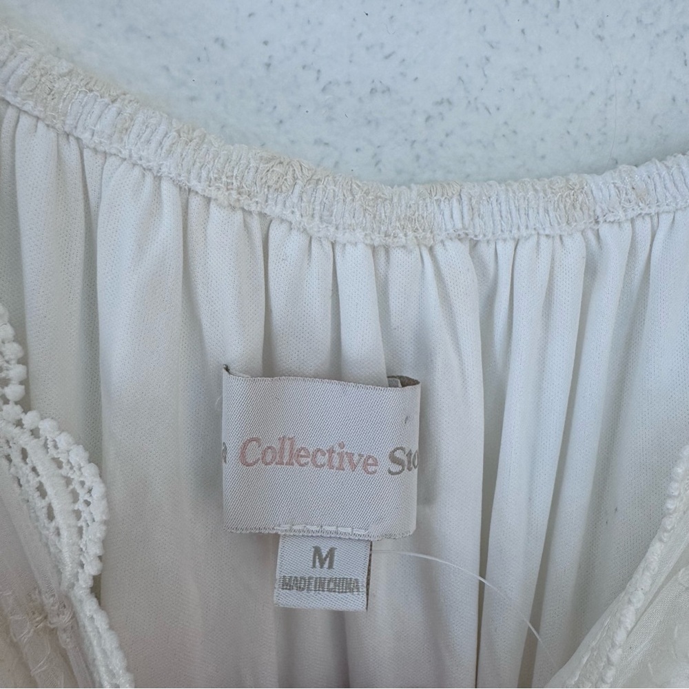 A Collective Story Peasant Boho Tiered Maxi Dress White size Medium NWT NEW - Picture 5 of 12